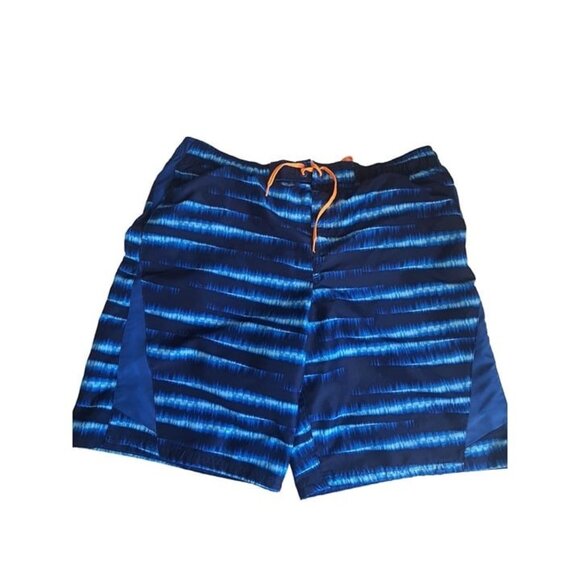 Nike Striped Tie-Dye Swim Trunks Size L Pockets Lining Beach Travel Casual Pool - Picture 1 of 9
